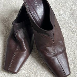 Worn only once!   Sesto Meucci Italian Womens Heels 8 1/2 M Brown Leather Mules